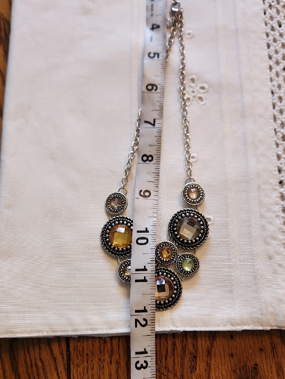 Premier Designs Silver-Tone Necklace with Amber & Light Green Stones - Picture 5 of 8